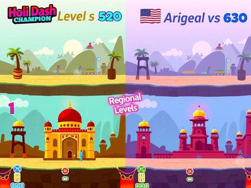 Different levels in Holi Dash Champion